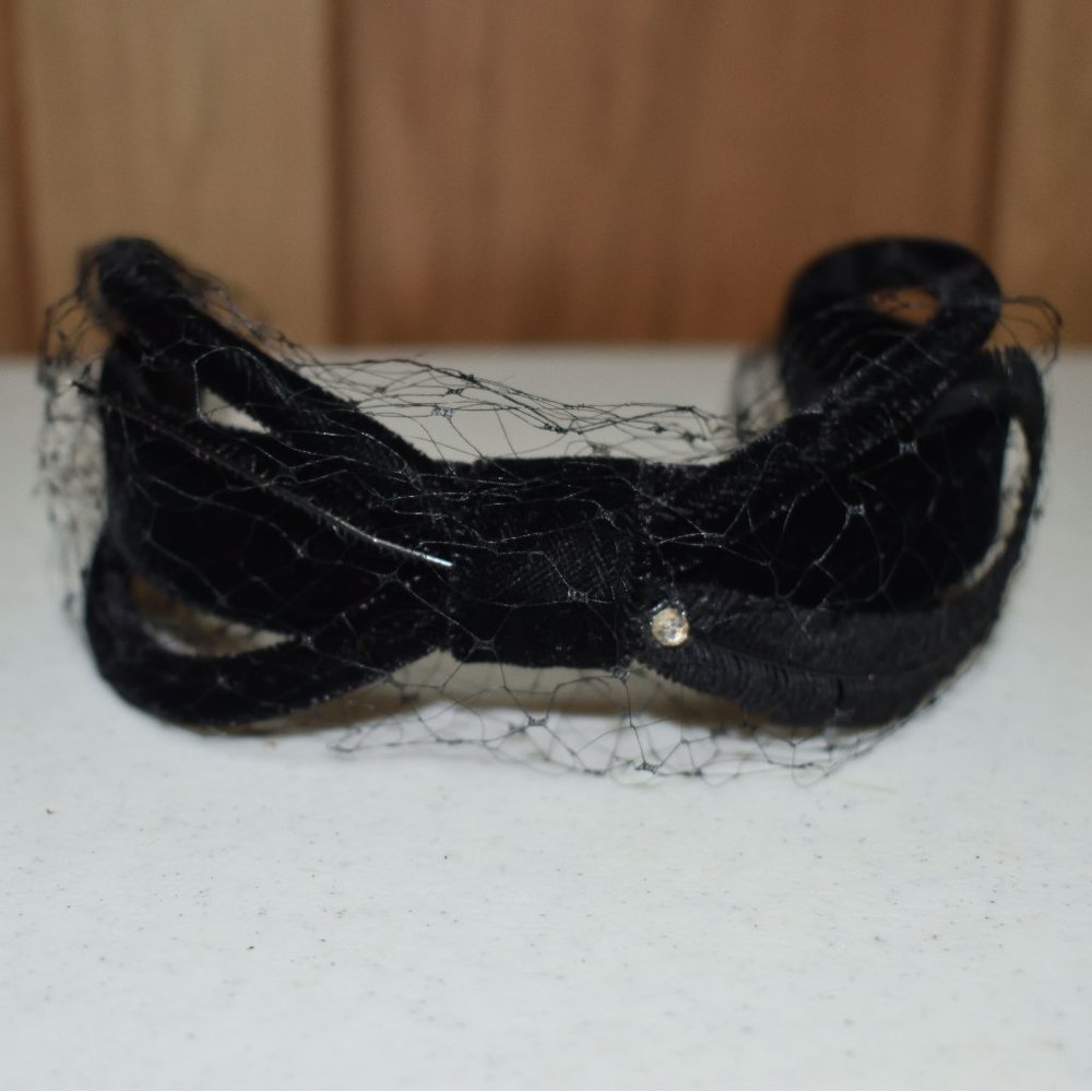 Vintage Black Bow Fascinator Headpiece Headwear Hair Decoration Headband Net